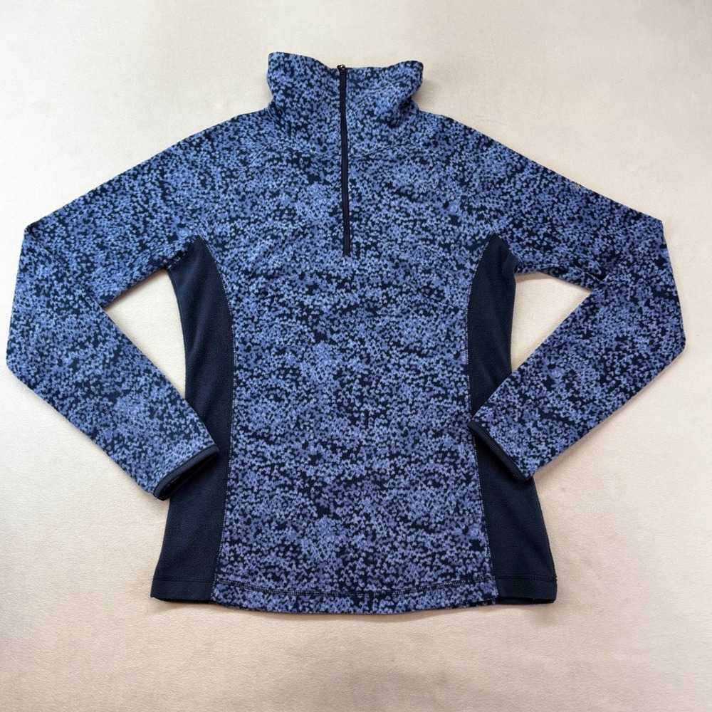 Columbia Fleece Pullover Womens XS Blue Abstract Quarter Zip XK1447 Mock Neck
